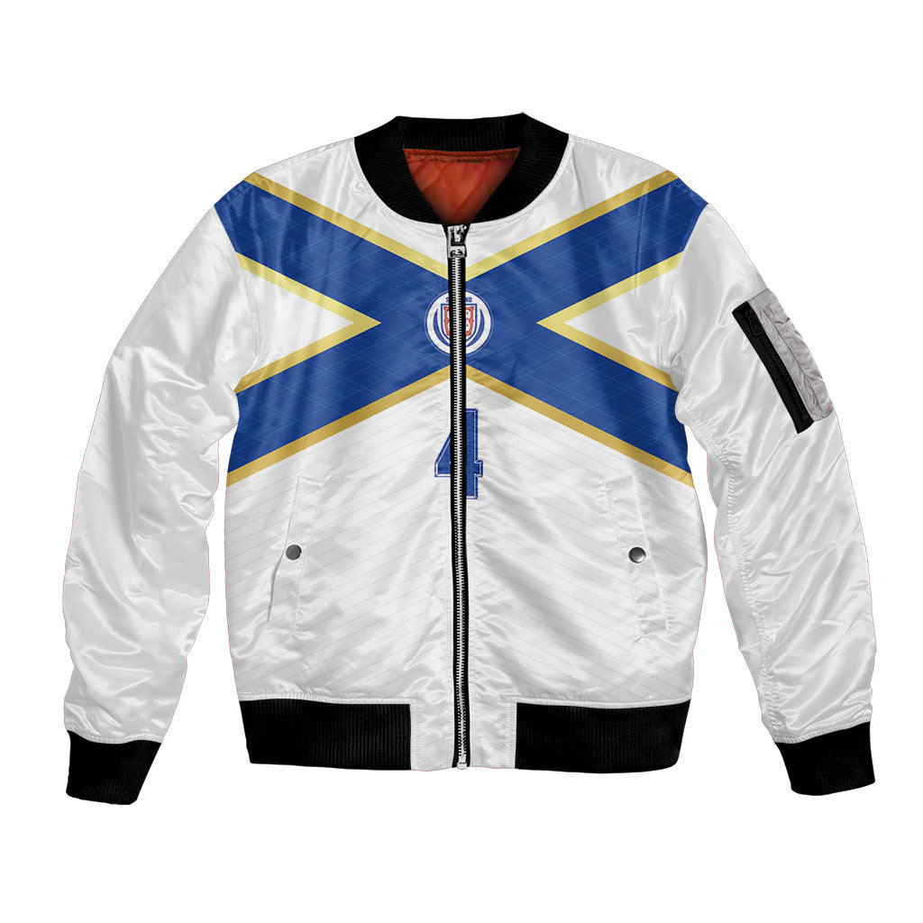 Scotland National Football Custom Sleeve Zip Bomber Jacket Flag-Inspired White Tartan Version