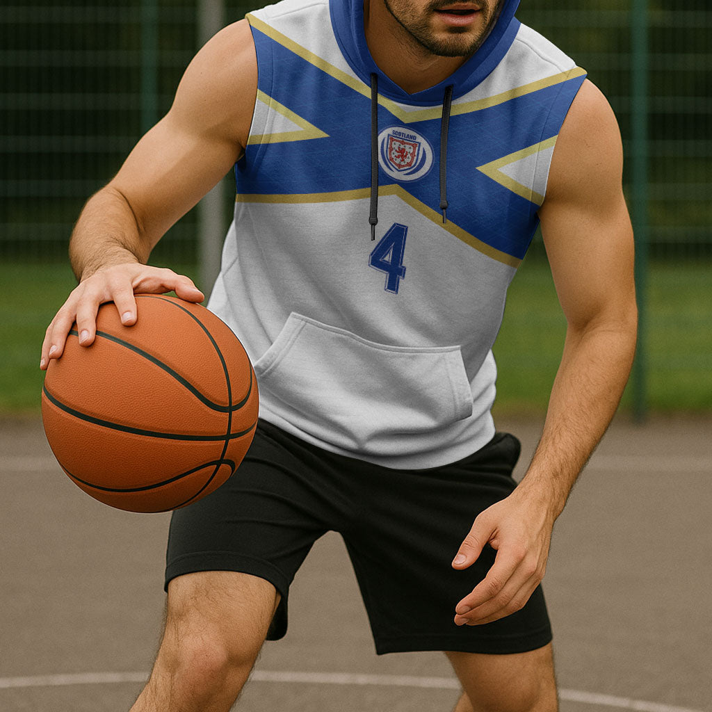 Scotland National Football Custom Sleeveless Hoodie Flag-Inspired White Tartan Version