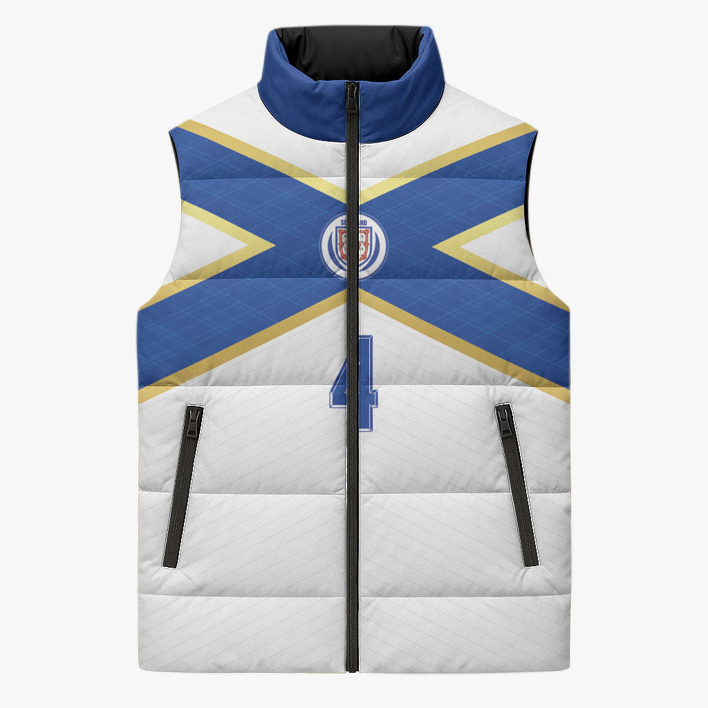 Scotland National Football Custom Sleeveless Puffer Jacket Flag-Inspired White Tartan Version