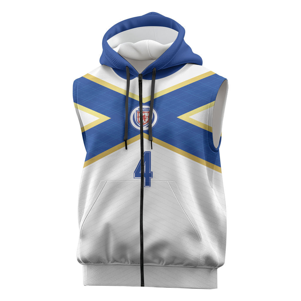 Scotland National Football Custom Sleeveless Zip Hoodie Flag-Inspired White Tartan Version