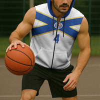 Scotland National Football Custom Sleeveless Zip Hoodie Flag-Inspired White Tartan Version