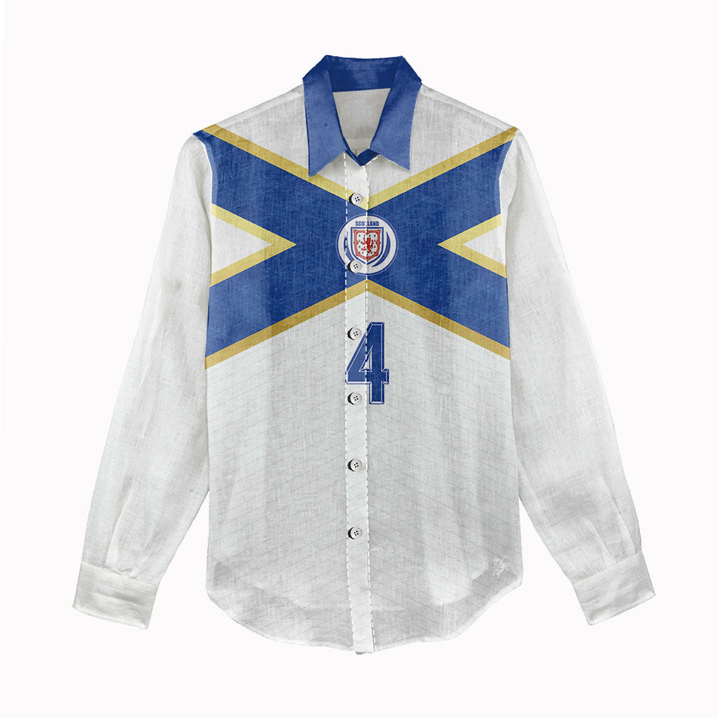 Scotland National Football Custom Women Casual Shirt Flag-Inspired White Tartan Version