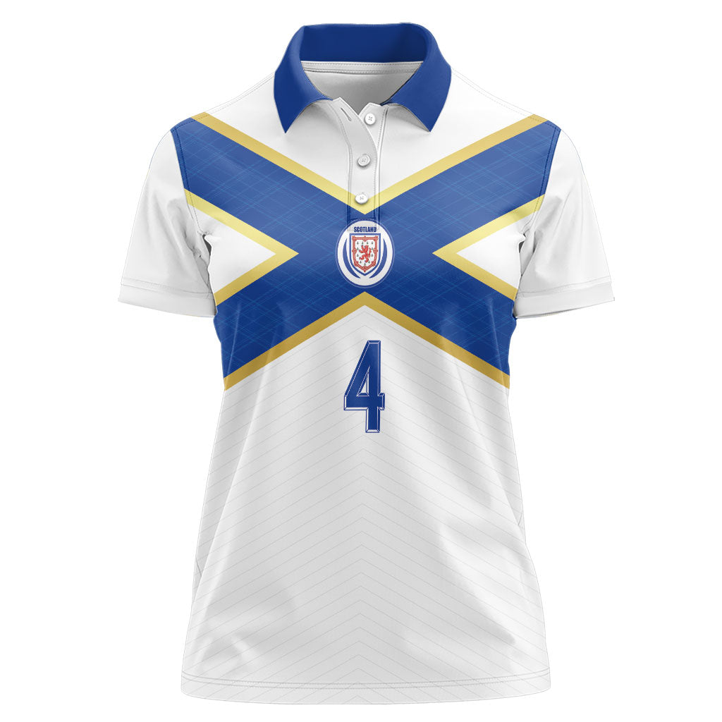 Scotland National Football Custom Women Polo Shirt Flag-Inspired White Tartan Version