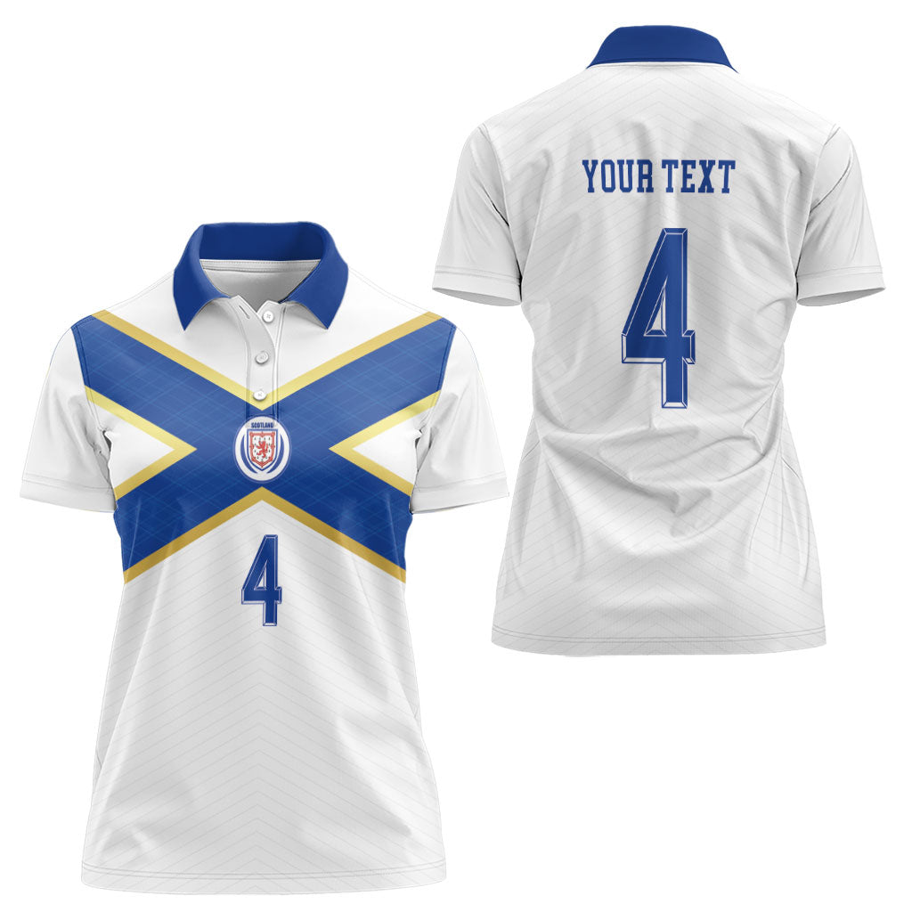 Scotland National Football Custom Women Polo Shirt Flag-Inspired White Tartan Version