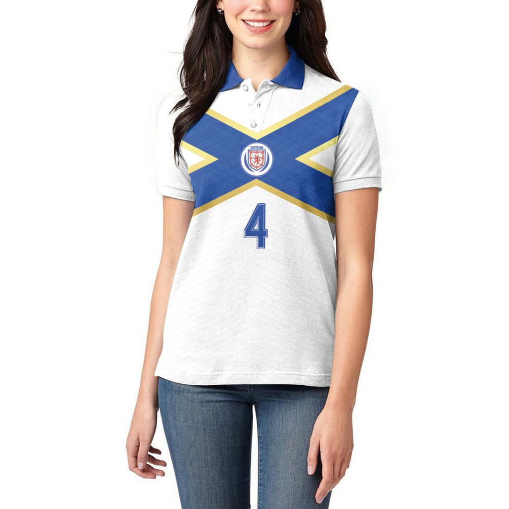 Scotland National Football Custom Women Polo Shirt Flag-Inspired White Tartan Version