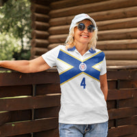 Scotland National Football Custom Women Polo Shirt Flag-Inspired White Tartan Version