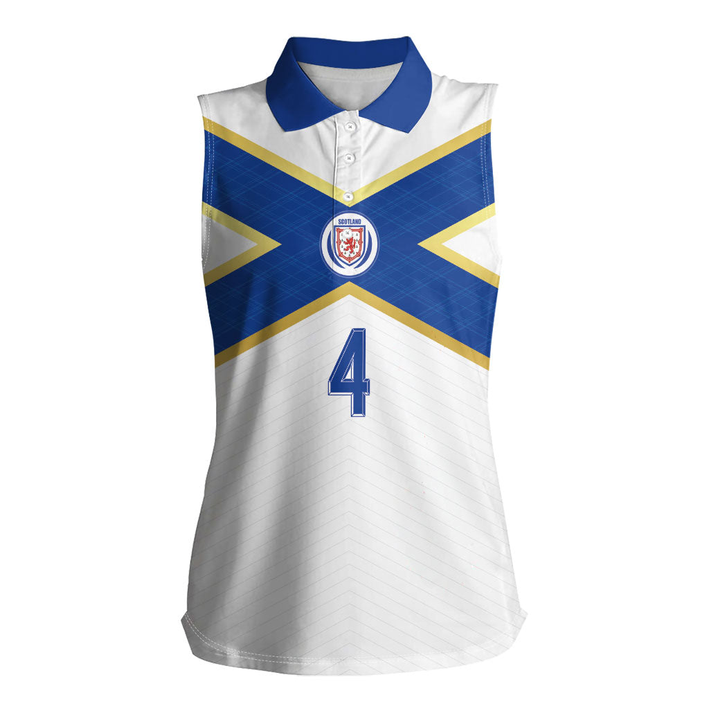 Scotland National Football Custom Women Sleeveless Polo Shirt Flag-Inspired White Tartan Version