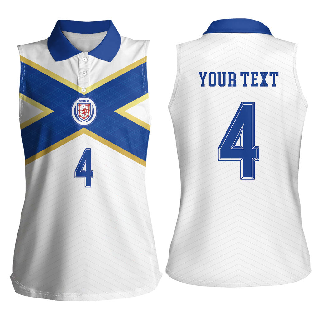 Scotland National Football Custom Women Sleeveless Polo Shirt Flag-Inspired White Tartan Version