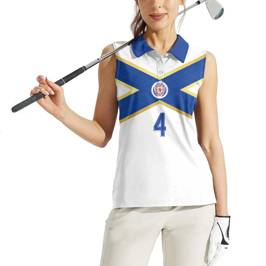 Scotland National Football Custom Women Sleeveless Polo Shirt Flag-Inspired White Tartan Version