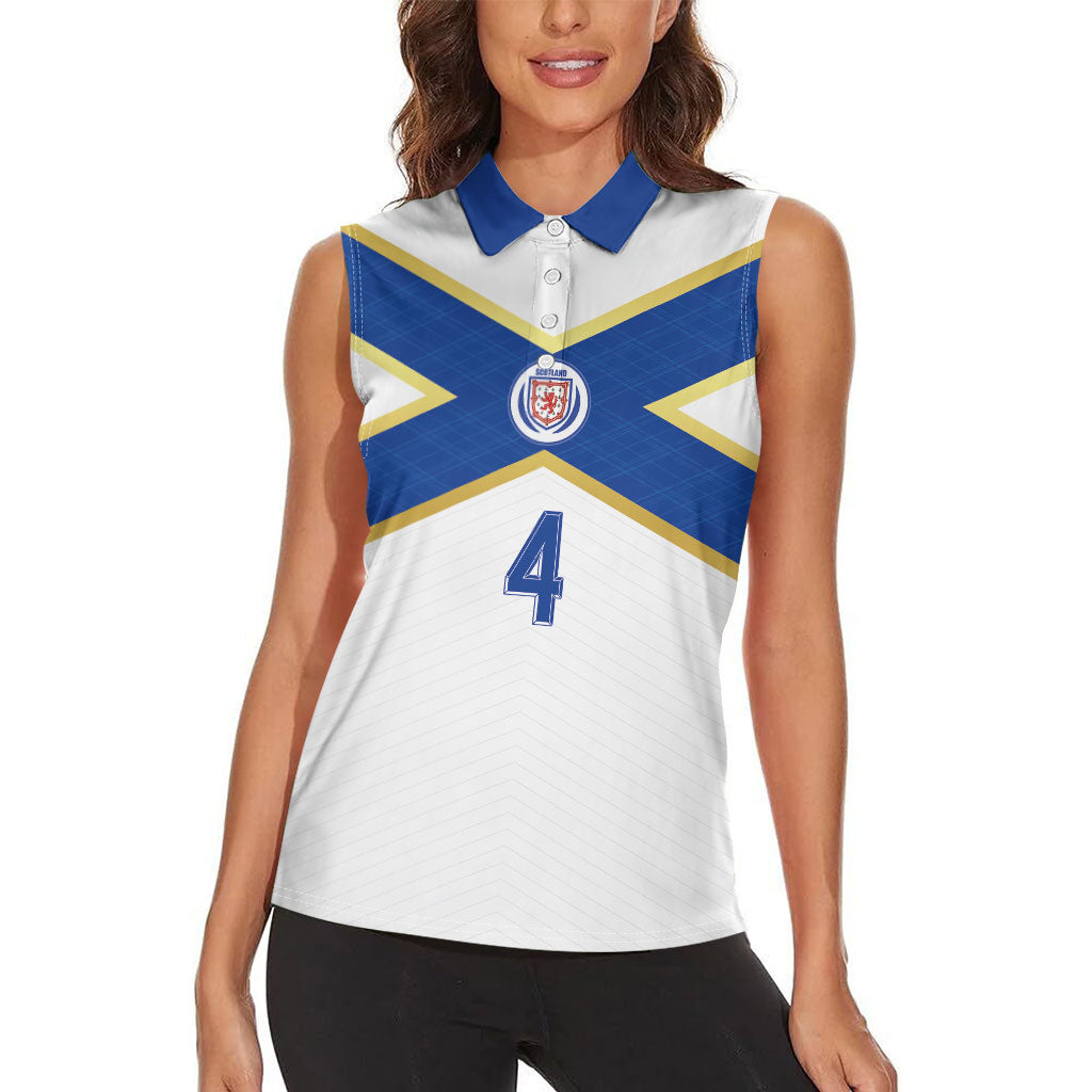 Scotland National Football Custom Women Sleeveless Polo Shirt Flag-Inspired White Tartan Version