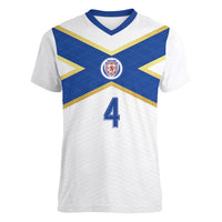 Scotland National Football Custom Women V-Neck T-Shirt Flag-Inspired White Tartan Version