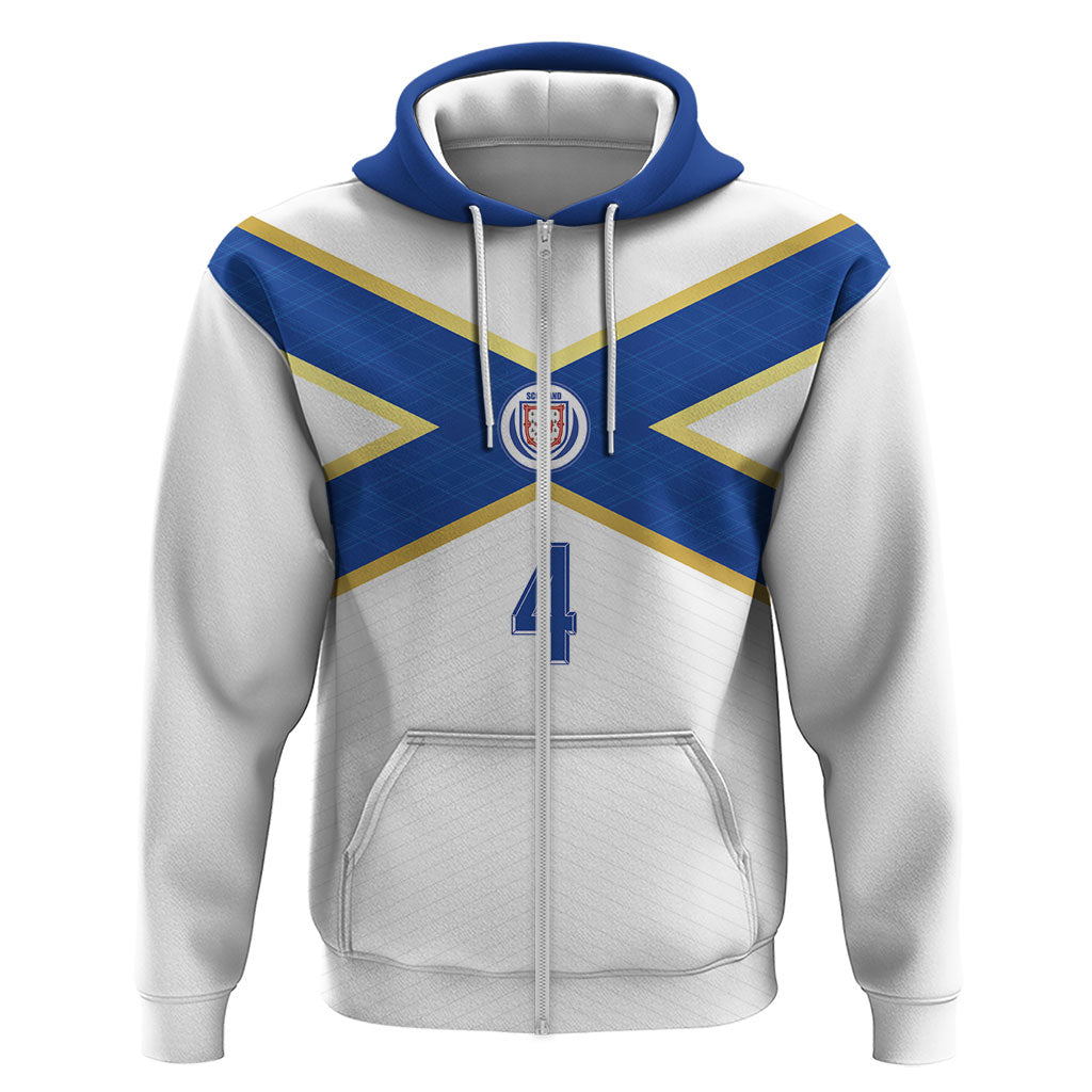 Scotland National Football Custom Zip Hoodie Flag-Inspired White Tartan Version