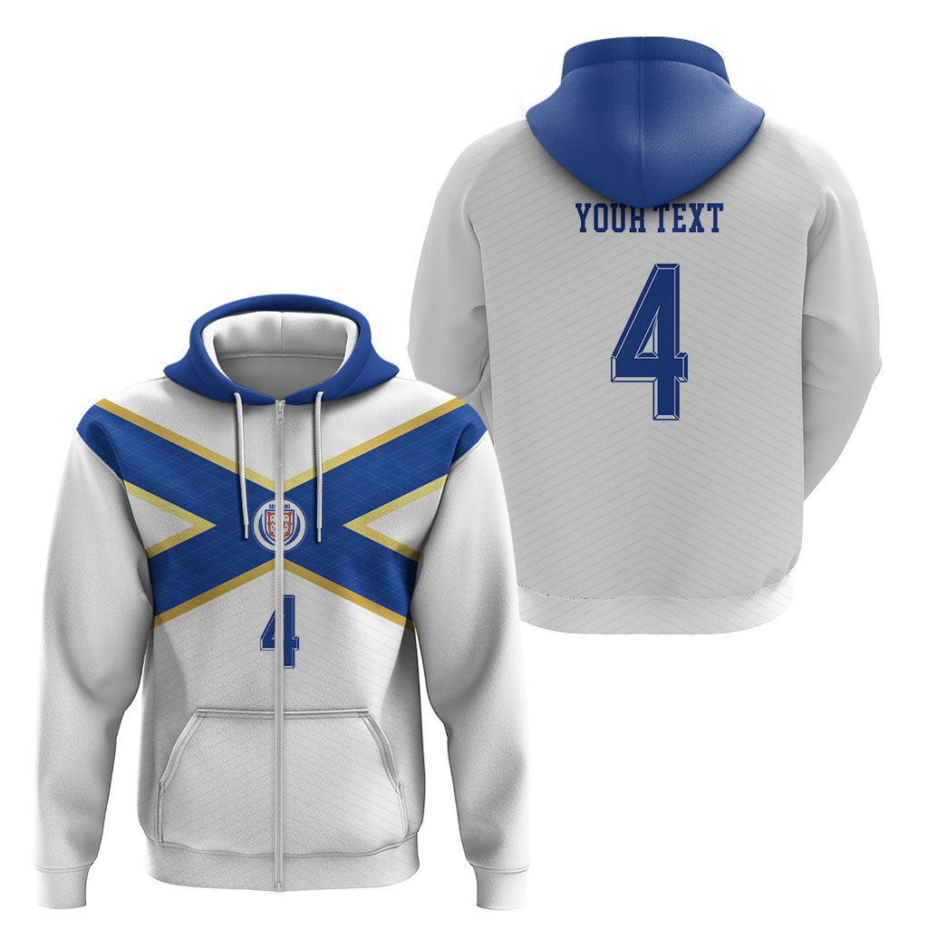Scotland National Football Custom Zip Hoodie Flag-Inspired White Tartan Version