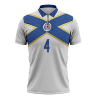 Scotland National Football Custom Zipper Polo Shirt Flag-Inspired White Tartan Version