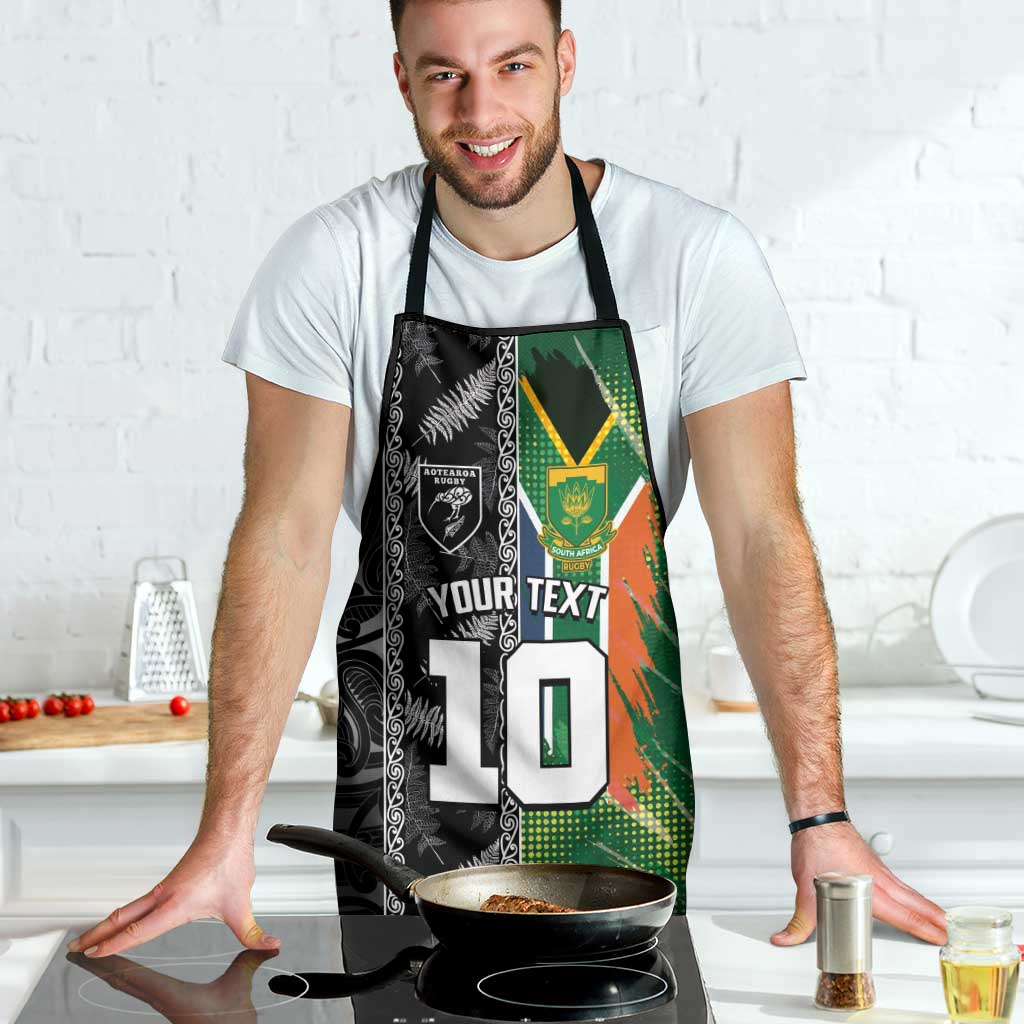 Custom Aotearoa South Africa Rugby Freedom Cup Apron Maori Silver Fern Art and Sporty Flag SA - Wonder Print Shop