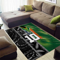 Custom Aotearoa South Africa Rugby Freedom Cup Area Rug Maori Silver Fern Art and Sporty Flag SA - Wonder Print Shop