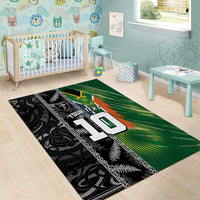 Custom Aotearoa South Africa Rugby Freedom Cup Area Rug Maori Silver Fern Art and Sporty Flag SA - Wonder Print Shop