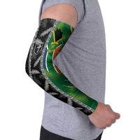 Custom Aotearoa South Africa Rugby Freedom Cup Arm Sleeves Maori Silver Fern Art and Sporty Flag SA - Wonder Print Shop