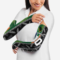 Custom Aotearoa South Africa Rugby Freedom Cup Arm Sleeves Maori Silver Fern Art and Sporty Flag SA - Wonder Print Shop