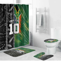 Custom Aotearoa South Africa Rugby Freedom Cup Bathroom Set Maori Silver Fern Art and Sporty Flag SA - Wonder Print Shop