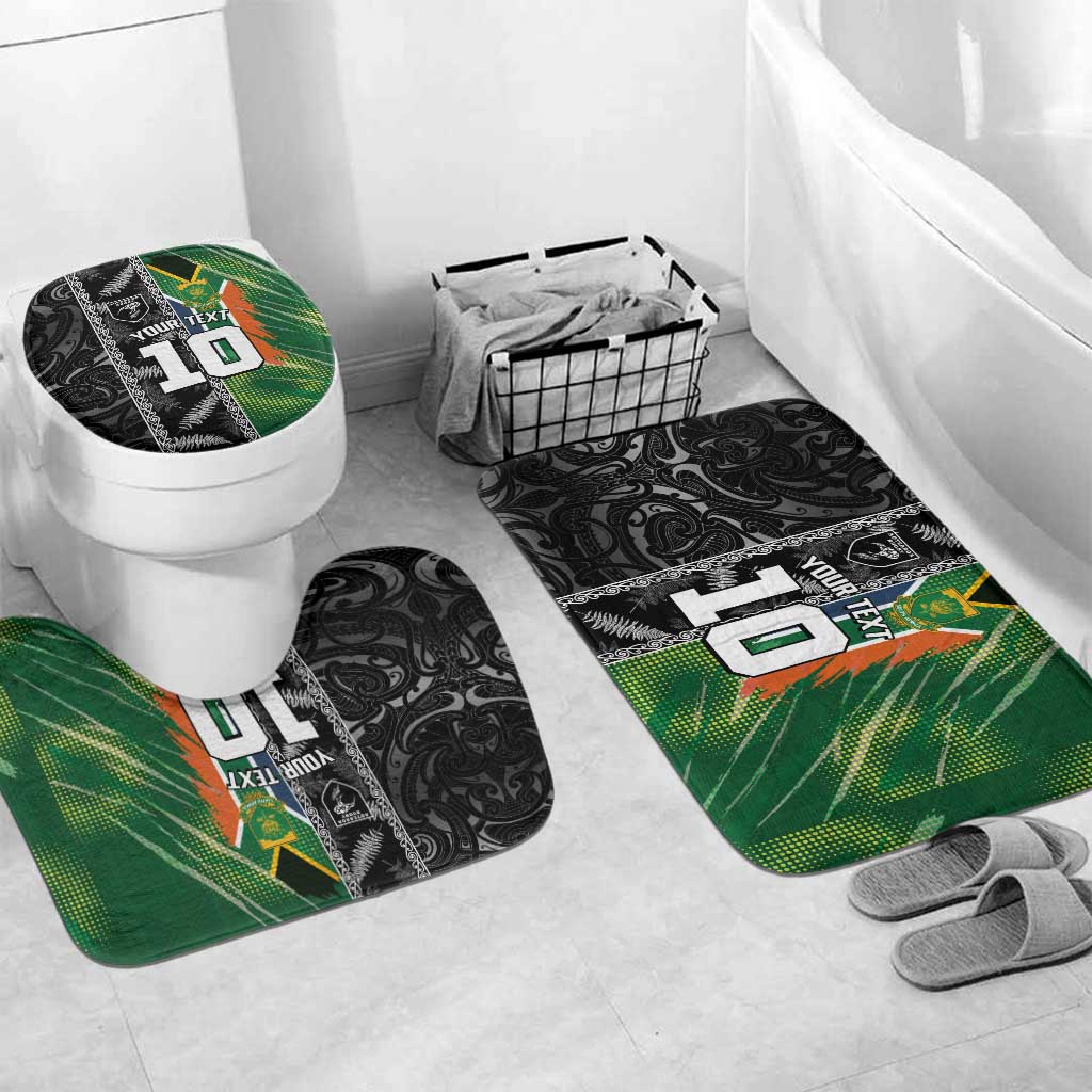 Custom Aotearoa South Africa Rugby Freedom Cup Bathroom Set Maori Silver Fern Art and Sporty Flag SA - Wonder Print Shop
