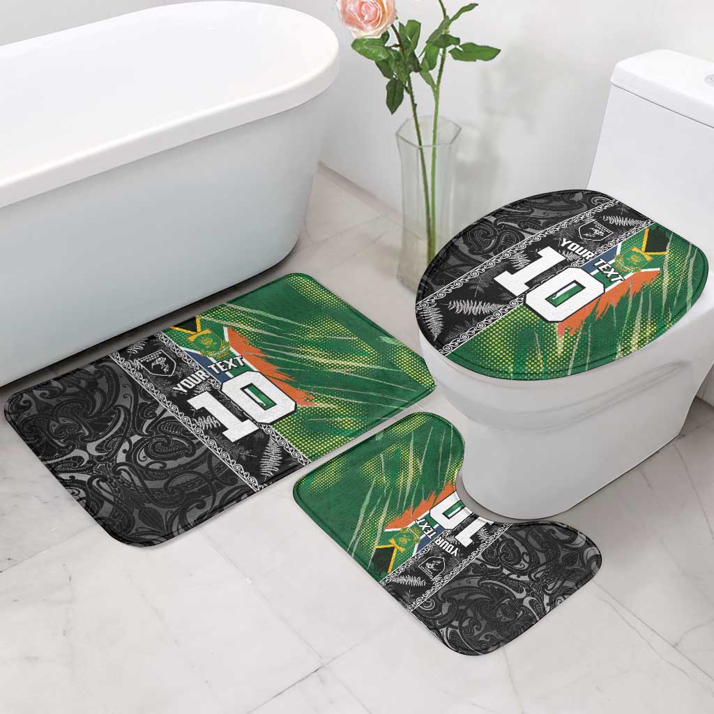 Custom Aotearoa South Africa Rugby Freedom Cup Bathroom Set Maori Silver Fern Art and Sporty Flag SA - Wonder Print Shop