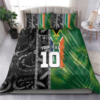 Custom Aotearoa South Africa Rugby Freedom Cup Bedding Set Maori Silver Fern Art and Sporty Flag SA - Wonder Print Shop