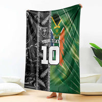 Custom Aotearoa South Africa Rugby Freedom Cup Blanket Maori Silver Fern Art and Sporty Flag SA - Wonder Print Shop