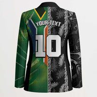 Custom Aotearoa South Africa Rugby Freedom Cup Blazer Maori Silver Fern Art and Sporty Flag SA - Wonder Print Shop