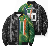 Custom Aotearoa South Africa Rugby Freedom Cup Bomber Puffer Jacket Maori Silver Fern Art and Sporty Flag SA - Wonder Print Shop
