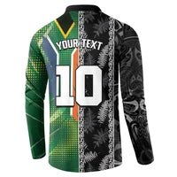 Custom Aotearoa South Africa Rugby Freedom Cup Button Sweatshirt Maori Silver Fern Art and Sporty Flag SA - Wonder Print Shop