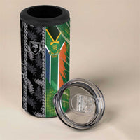Custom Aotearoa South Africa Rugby Freedom Cup 4 in 1 Can Cooler Tumbler Maori Silver Fern Art and Sporty Flag SA - Wonder Print Shop