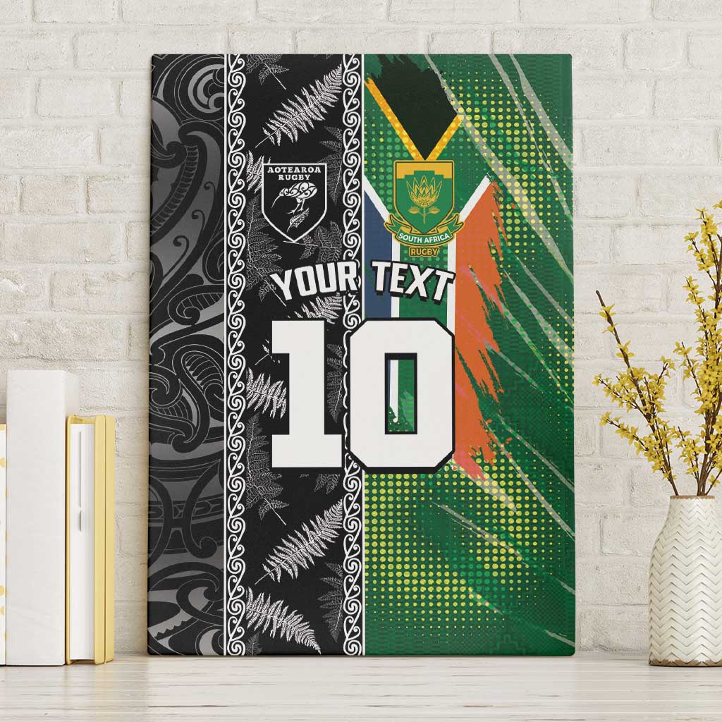 Custom Aotearoa South Africa Rugby Freedom Cup Canvas Wall Art Maori Silver Fern Art and Sporty Flag SA - Wonder Print Shop