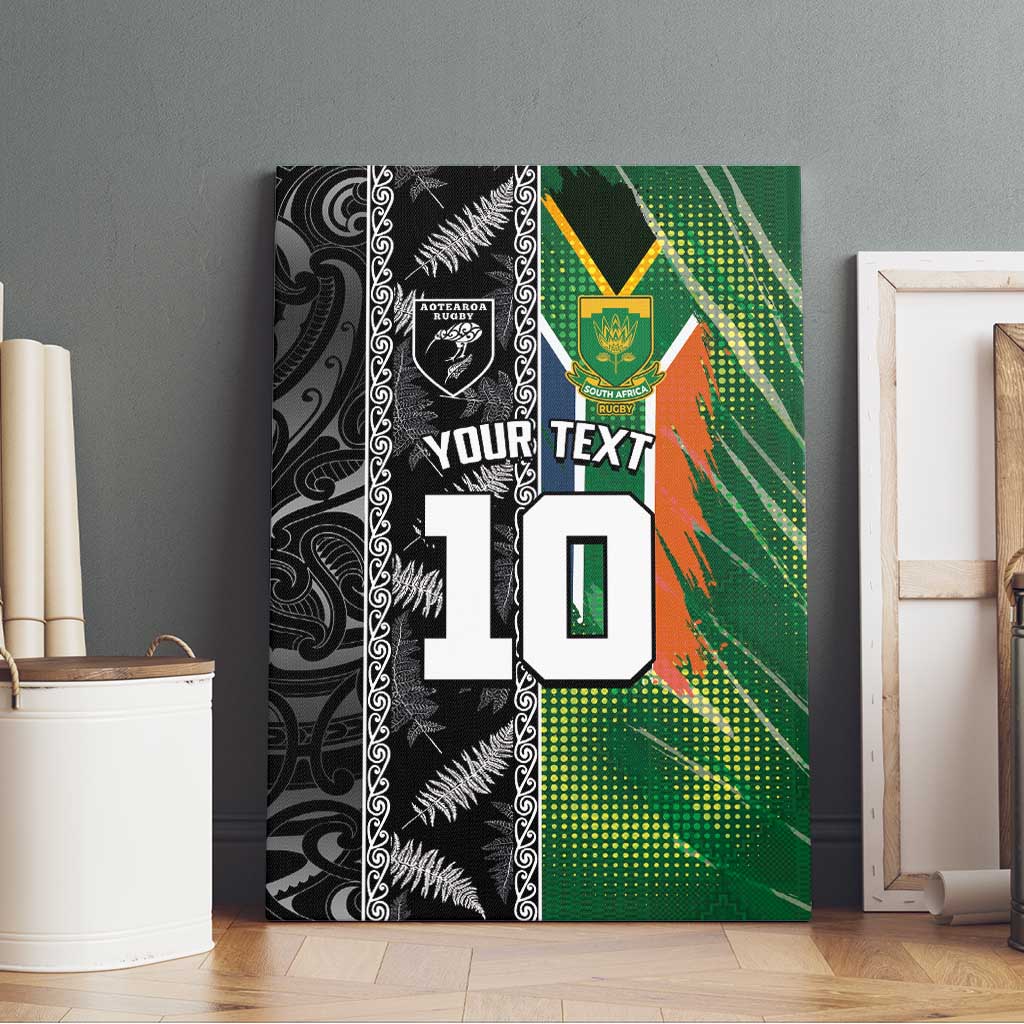 Custom Aotearoa South Africa Rugby Freedom Cup Canvas Wall Art Maori Silver Fern Art and Sporty Flag SA - Wonder Print Shop