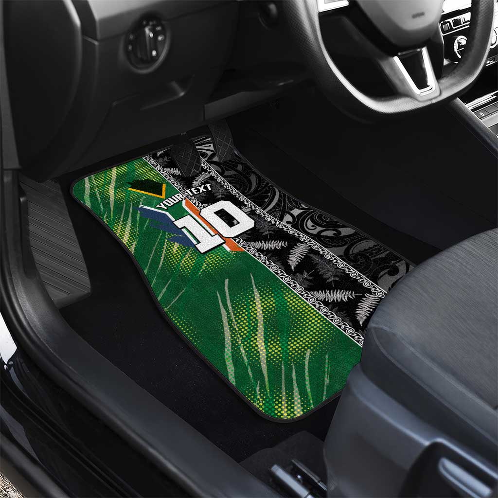 Custom Aotearoa South Africa Rugby Freedom Cup Car Mats Maori Silver Fern Art and Sporty Flag SA - Wonder Print Shop