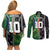 Custom Aotearoa South Africa Rugby Freedom Cup Couples Matching Off Shoulder Short Dress and Long Sleeve Button Shirt Maori Silver Fern Art and Sporty Flag SA - Wonder Print Shop