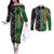 Custom Aotearoa South Africa Rugby Freedom Cup Couples Matching Off The Shoulder Long Sleeve Dress and Long Sleeve Button Shirt Maori Silver Fern Art and Sporty Flag SA - Wonder Print Shop