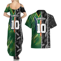 Custom Aotearoa South Africa Rugby Freedom Cup Couples Matching Summer Maxi Dress and Hawaiian Shirt Maori Silver Fern Art and Sporty Flag SA - Wonder Print Shop