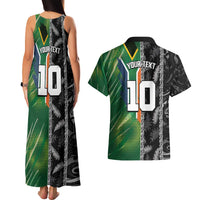 Custom Aotearoa South Africa Rugby Freedom Cup Couples Matching Tank Maxi Dress and Hawaiian Shirt Maori Silver Fern Art and Sporty Flag SA - Wonder Print Shop