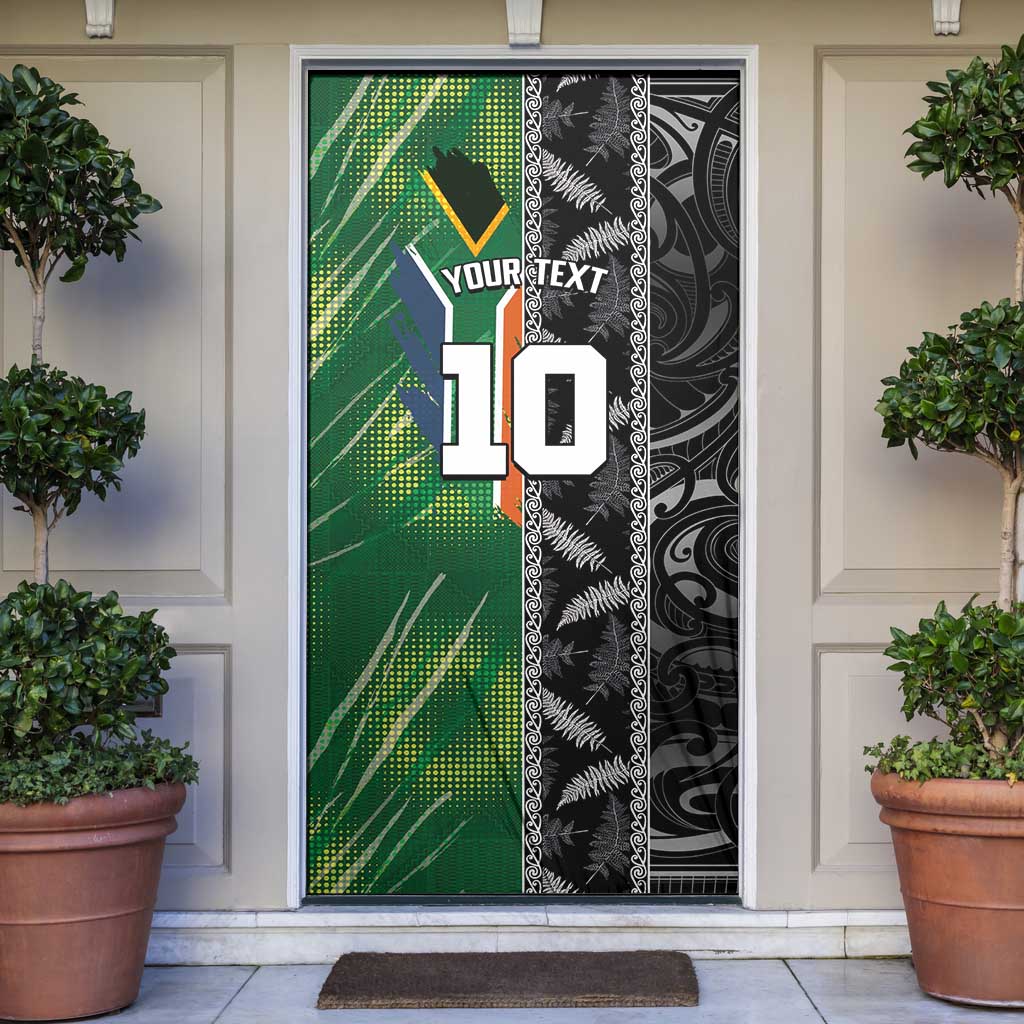 Custom Aotearoa South Africa Rugby Freedom Cup Door Cover Maori Silver Fern Art and Sporty Flag SA - Wonder Print Shop