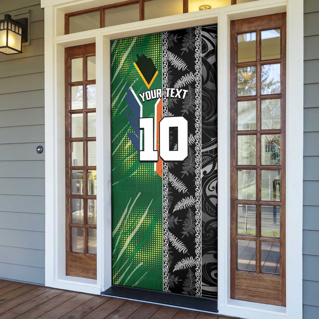 Custom Aotearoa South Africa Rugby Freedom Cup Door Cover Maori Silver Fern Art and Sporty Flag SA - Wonder Print Shop