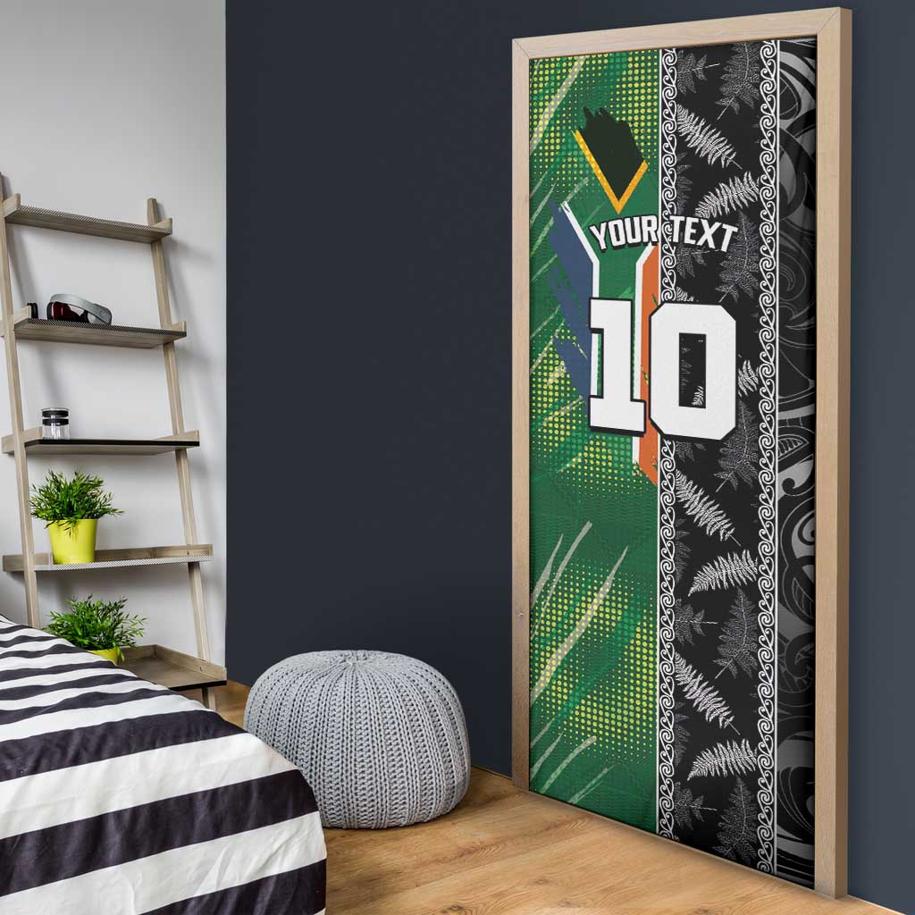 Custom Aotearoa South Africa Rugby Freedom Cup Door Cover Maori Silver Fern Art and Sporty Flag SA - Wonder Print Shop