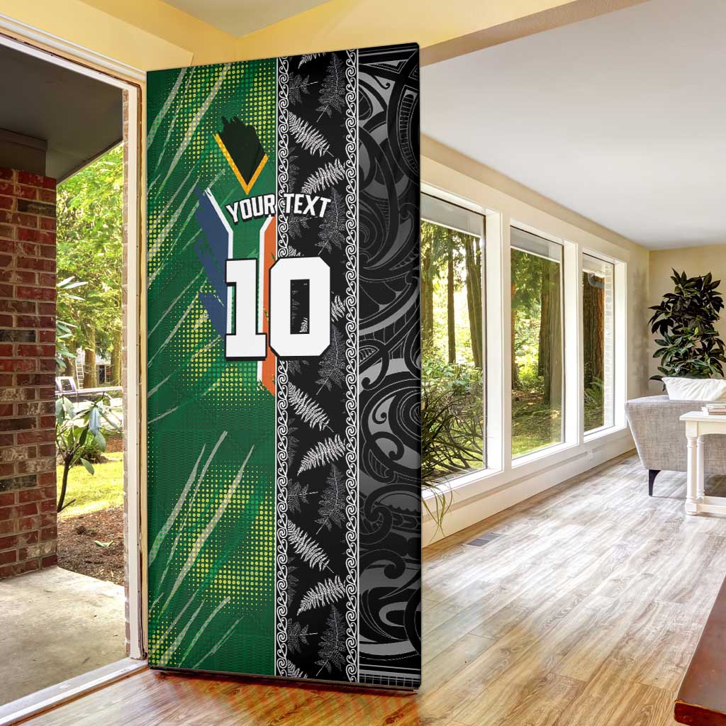 Custom Aotearoa South Africa Rugby Freedom Cup Door Cover Maori Silver Fern Art and Sporty Flag SA - Wonder Print Shop