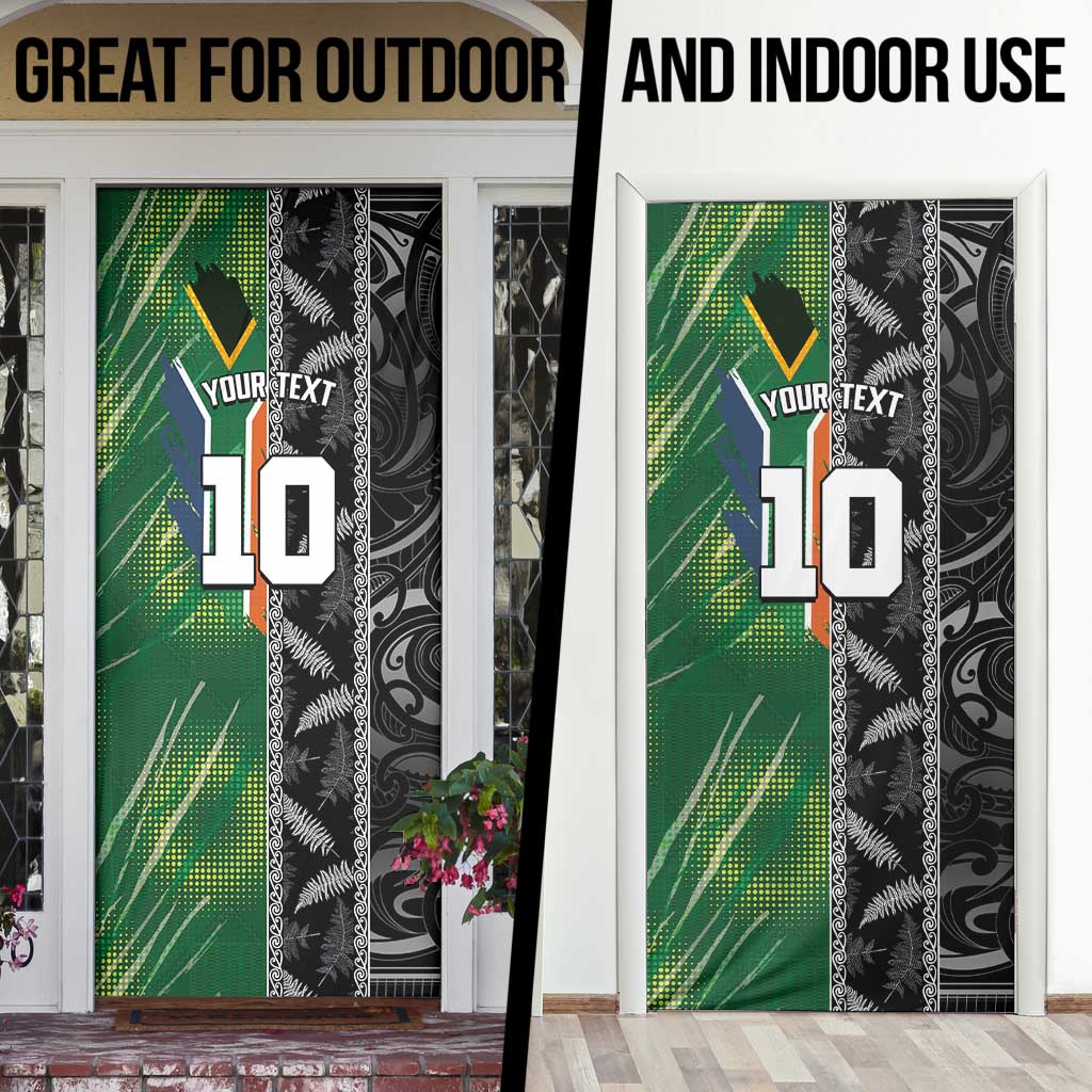 Custom Aotearoa South Africa Rugby Freedom Cup Door Cover Maori Silver Fern Art and Sporty Flag SA - Wonder Print Shop