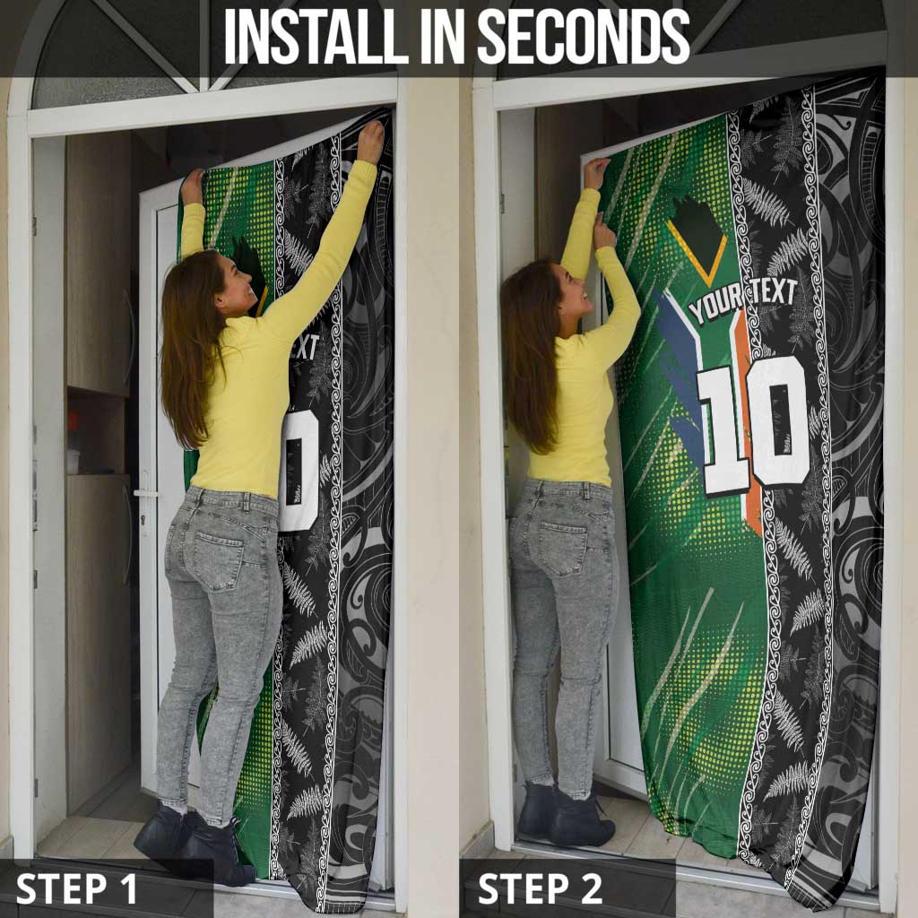 Custom Aotearoa South Africa Rugby Freedom Cup Door Cover Maori Silver Fern Art and Sporty Flag SA - Wonder Print Shop