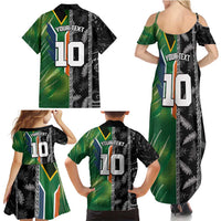 Custom Aotearoa South Africa Rugby Freedom Cup Family Matching Summer Maxi Dress and Hawaiian Shirt Maori Silver Fern Art and Sporty Flag SA - Wonder Print Shop