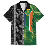 Custom Aotearoa South Africa Rugby Freedom Cup Family Matching Tank Maxi Dress and Hawaiian Shirt Maori Silver Fern Art and Sporty Flag SA - Wonder Print Shop