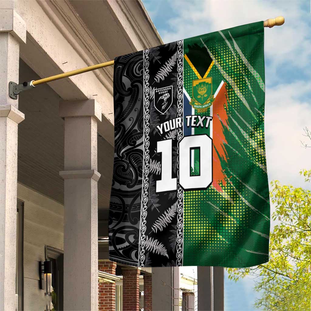 Custom Aotearoa South Africa Rugby Freedom Cup Garden Flag Maori Silver Fern Art and Sporty Flag SA - Wonder Print Shop