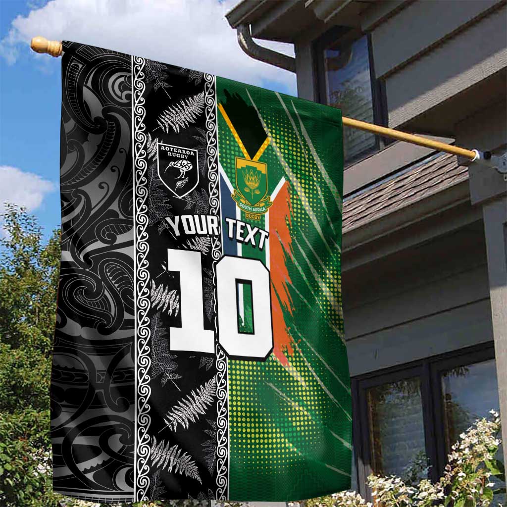 Custom Aotearoa South Africa Rugby Freedom Cup Garden Flag Maori Silver Fern Art and Sporty Flag SA - Wonder Print Shop