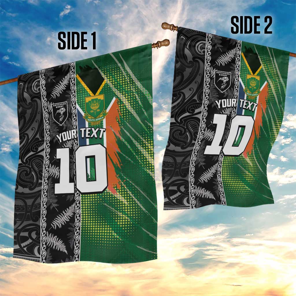 Custom Aotearoa South Africa Rugby Freedom Cup Garden Flag Maori Silver Fern Art and Sporty Flag SA - Wonder Print Shop